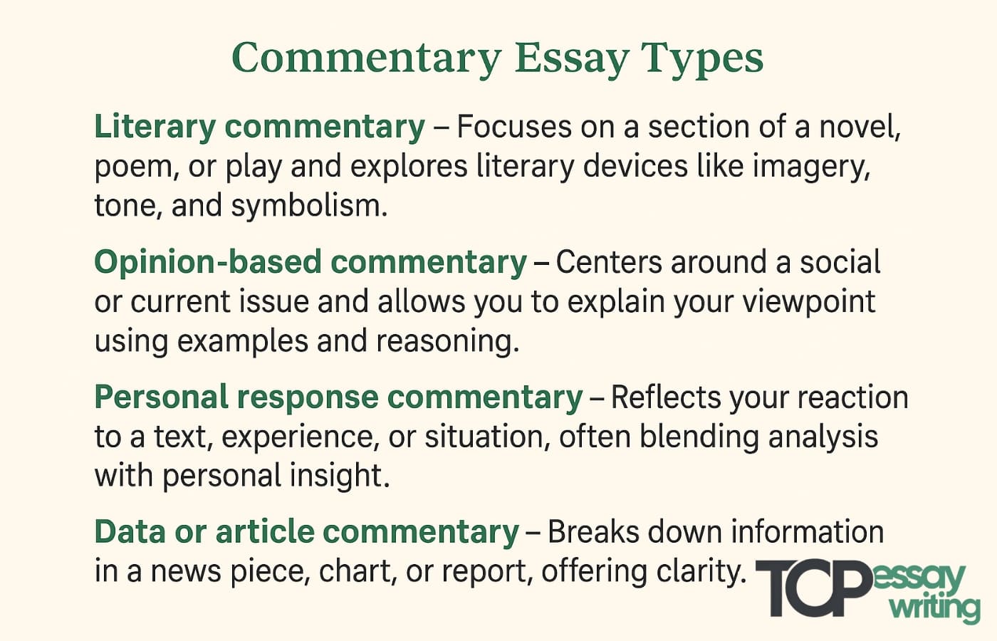 Exploring Different Commentary Essay Types